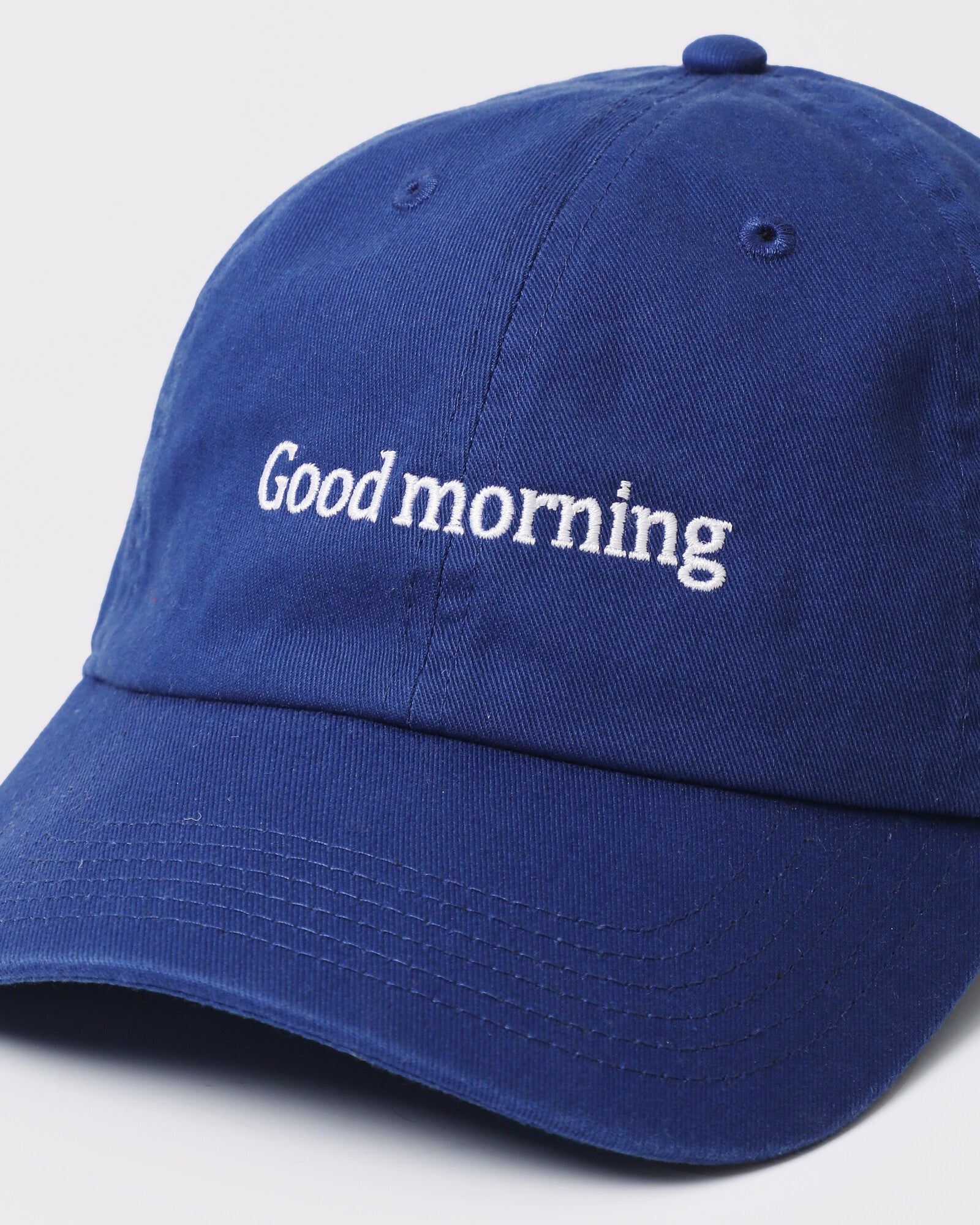 Good Morning Embroidered Washed Cotton Dad Hat