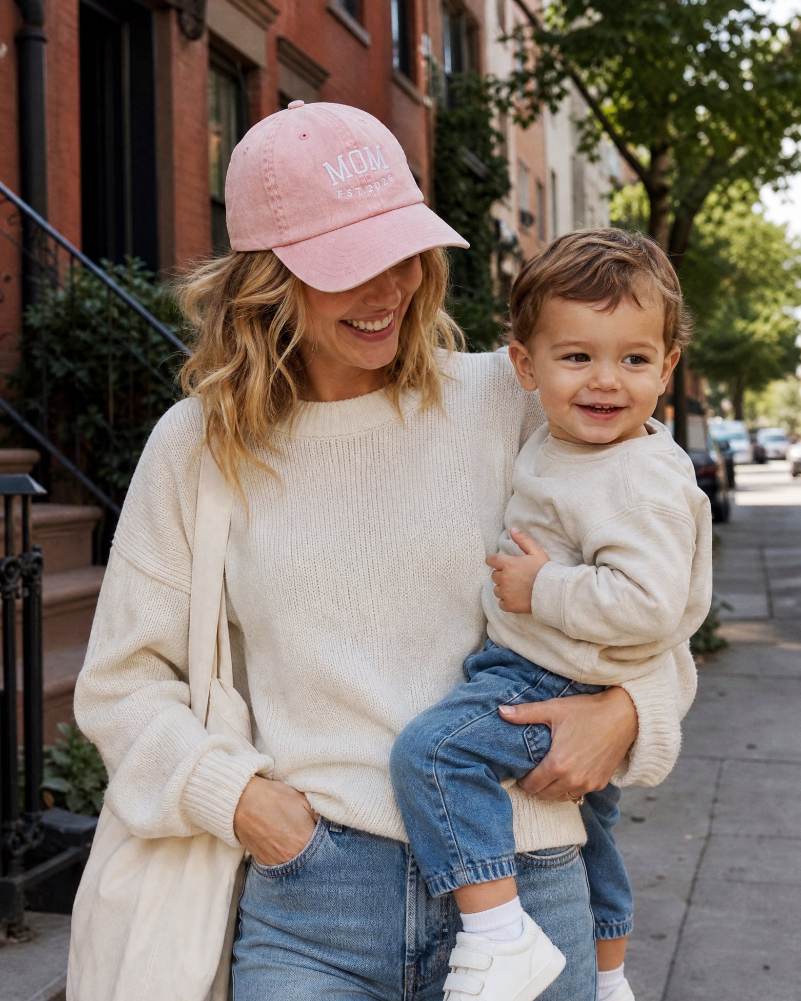 Mom Est. 2026 Embroidered Washed Cotton Dad Hat