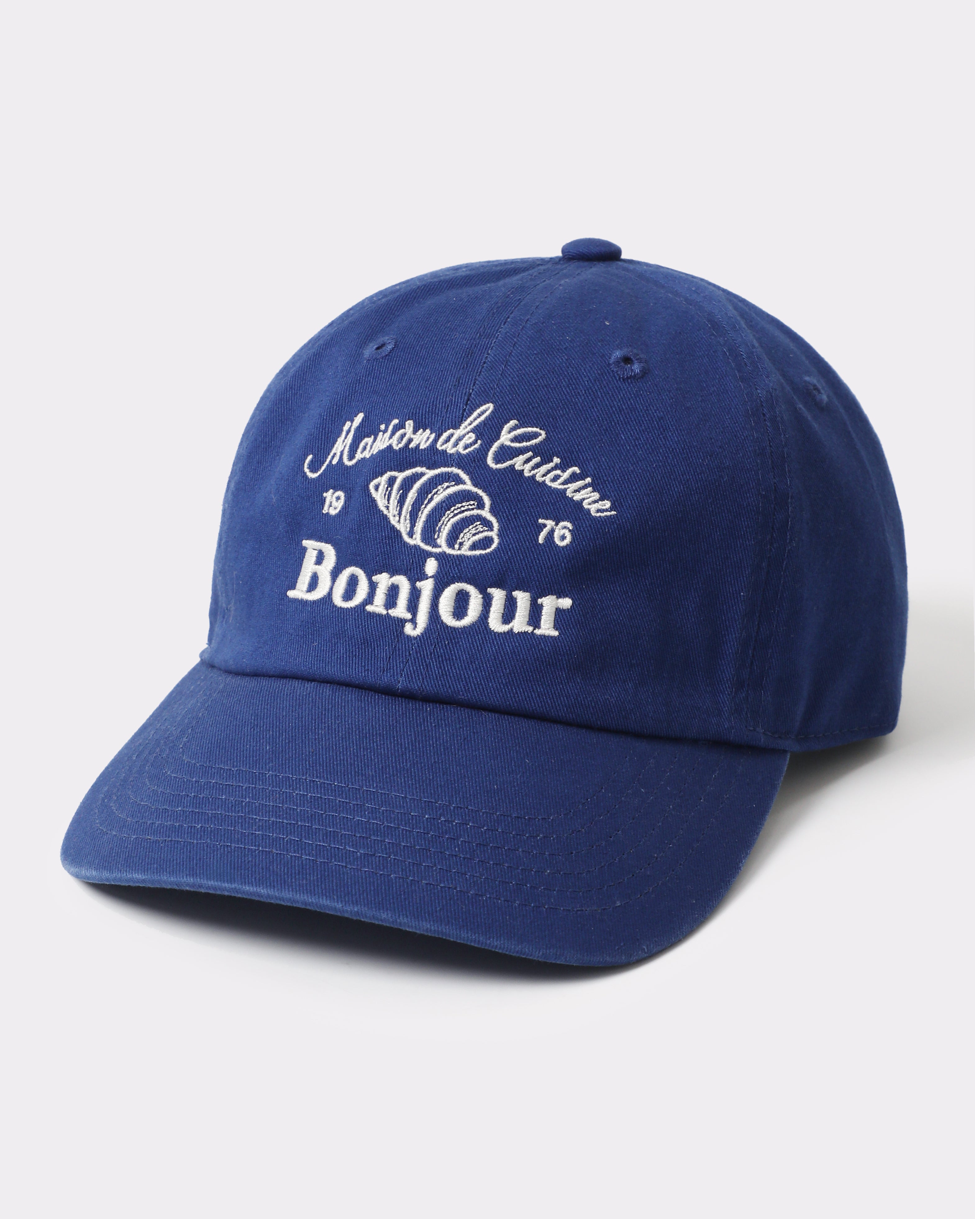 Maison de Cuisine Bonjour Croissant Embroidered Cotton Dad Hat