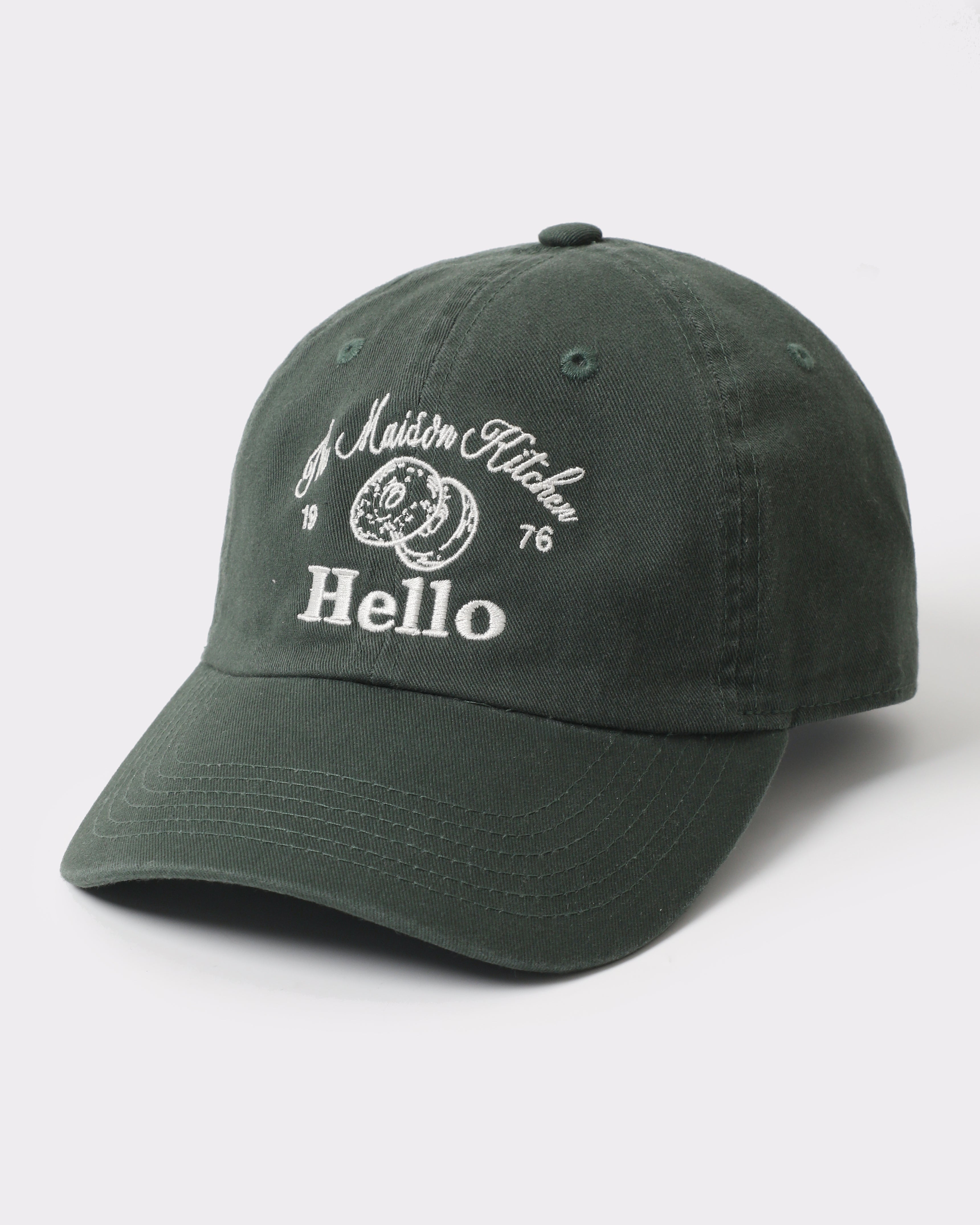 The Maison Kitchen Hello Bagel Embroidered Cotton Dad Hat
