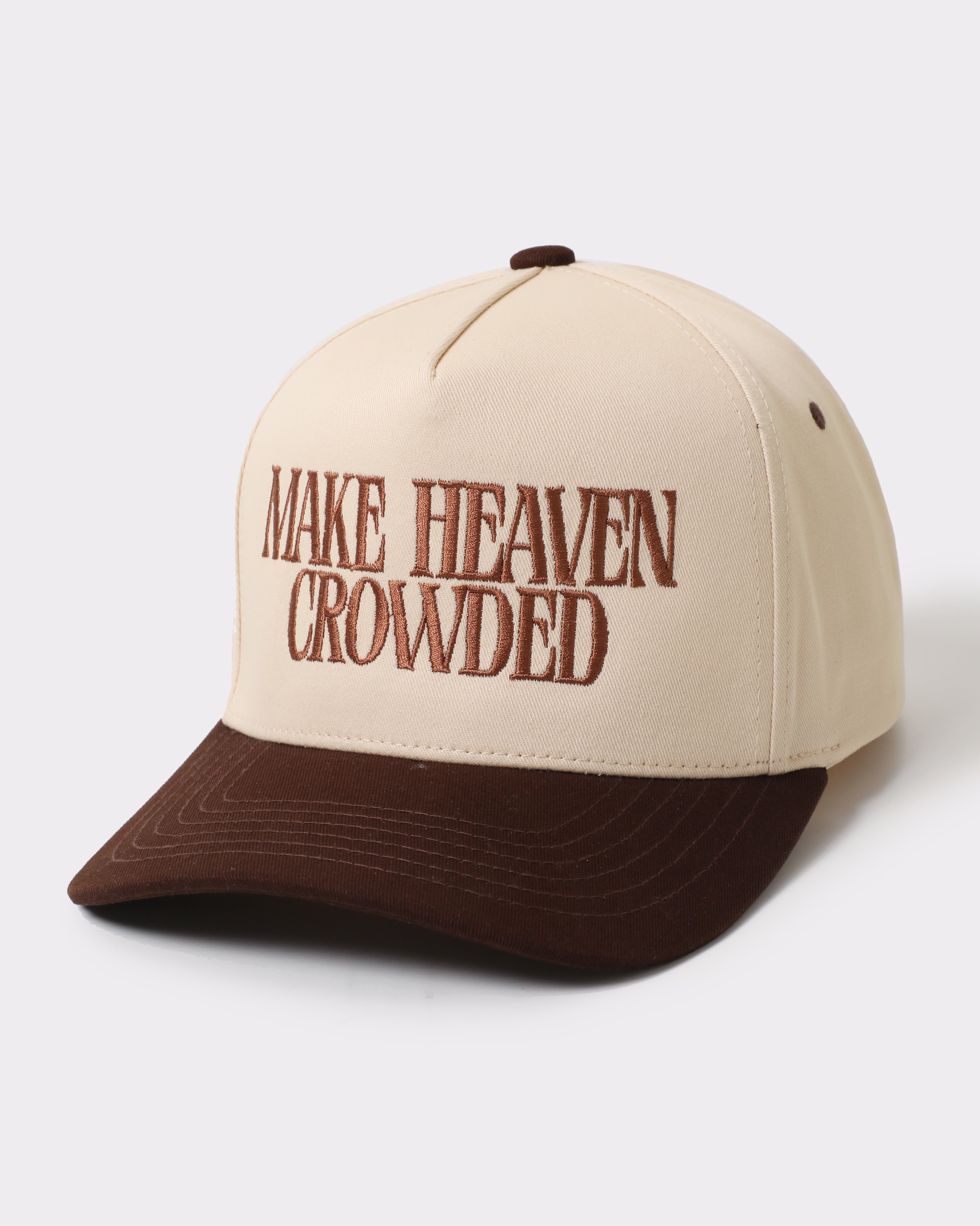 Make Heaven Crowded Embroidered Two-Tone Trucker Hat