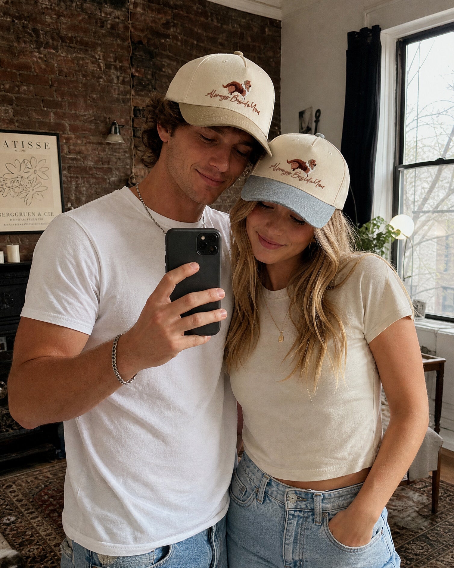 Always Beside You Collie Embroidered Two-Tone Trucker Hat