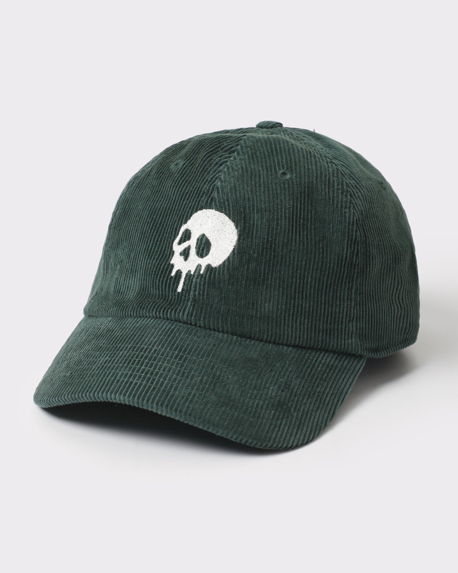Skull corduroy dad hat Dark Green