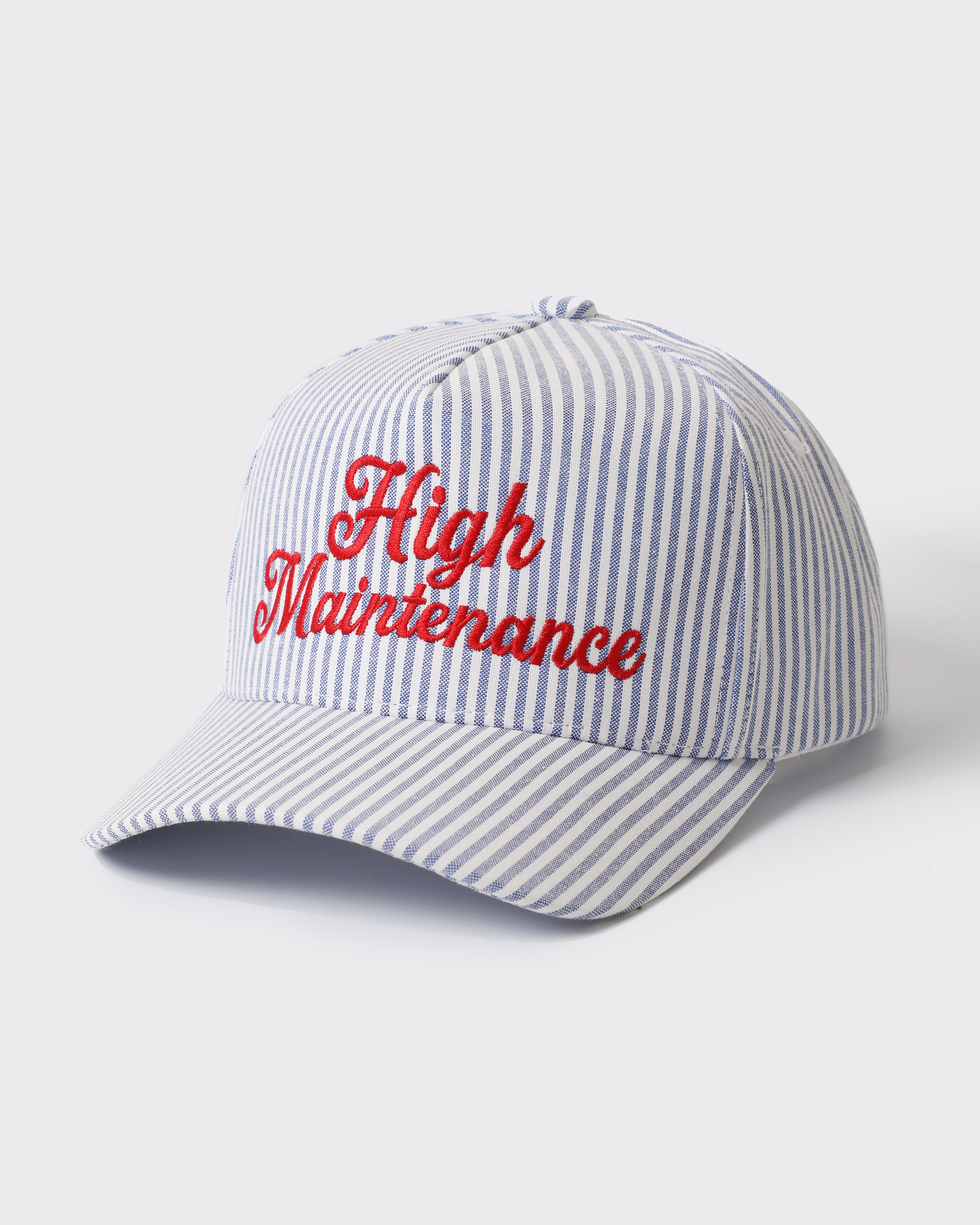 High Maintenance Embroidered Seersucker Trucker Hat