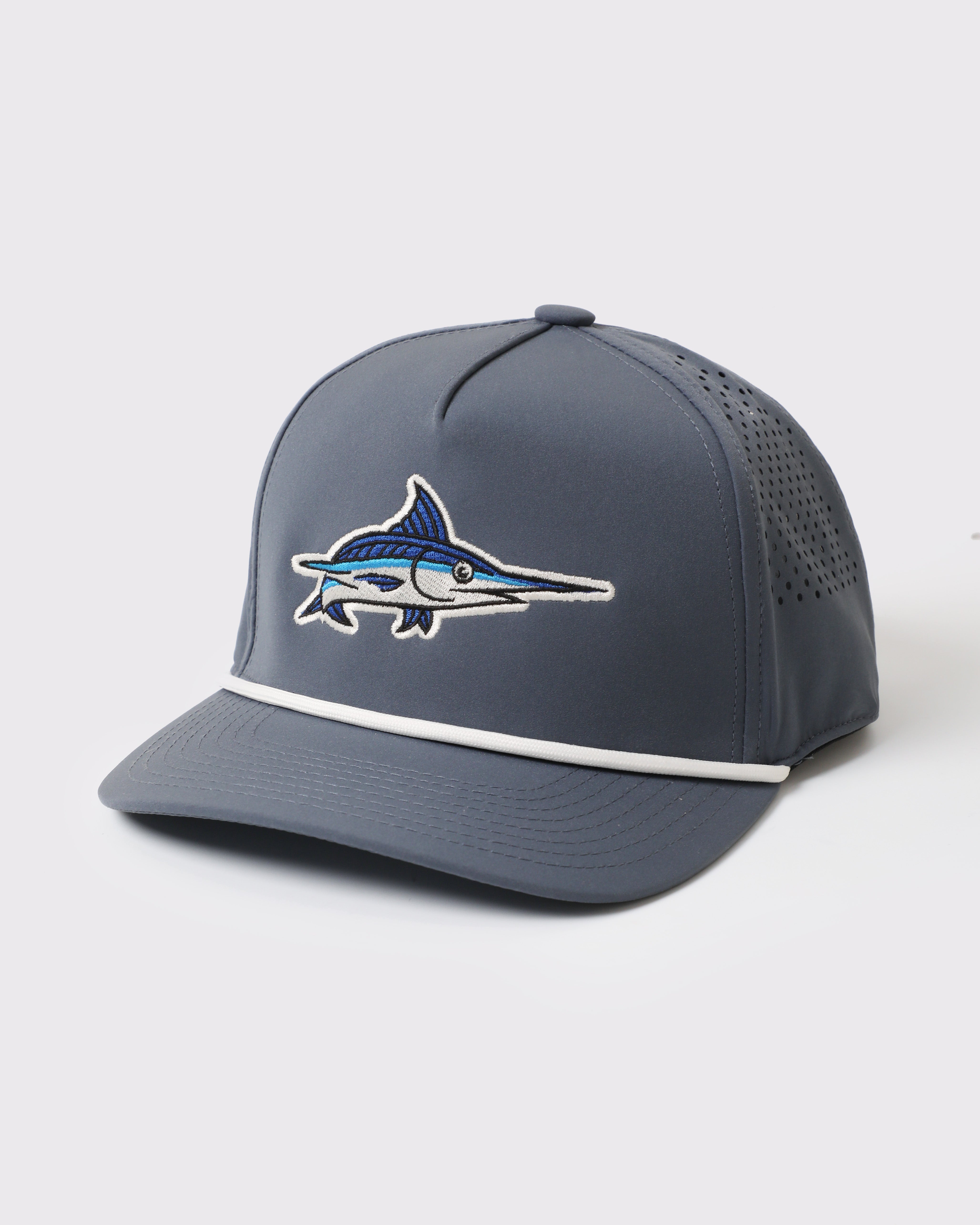 Blue Marlin Embroidered Performance Rope Trucker Hat