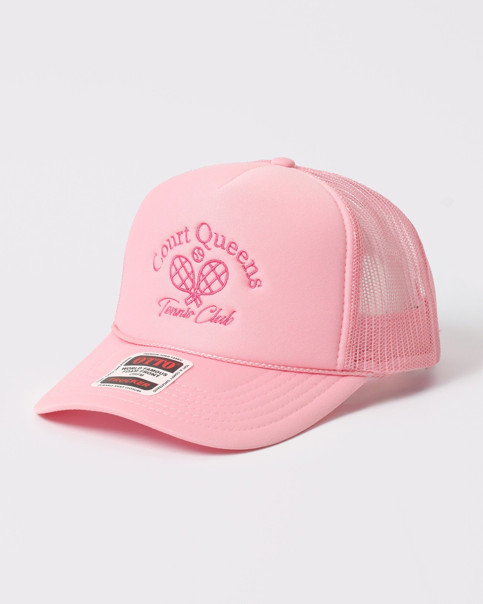 Court Queens Tennis Club Embroidered Foam Trucker Hat - Monster Artwork