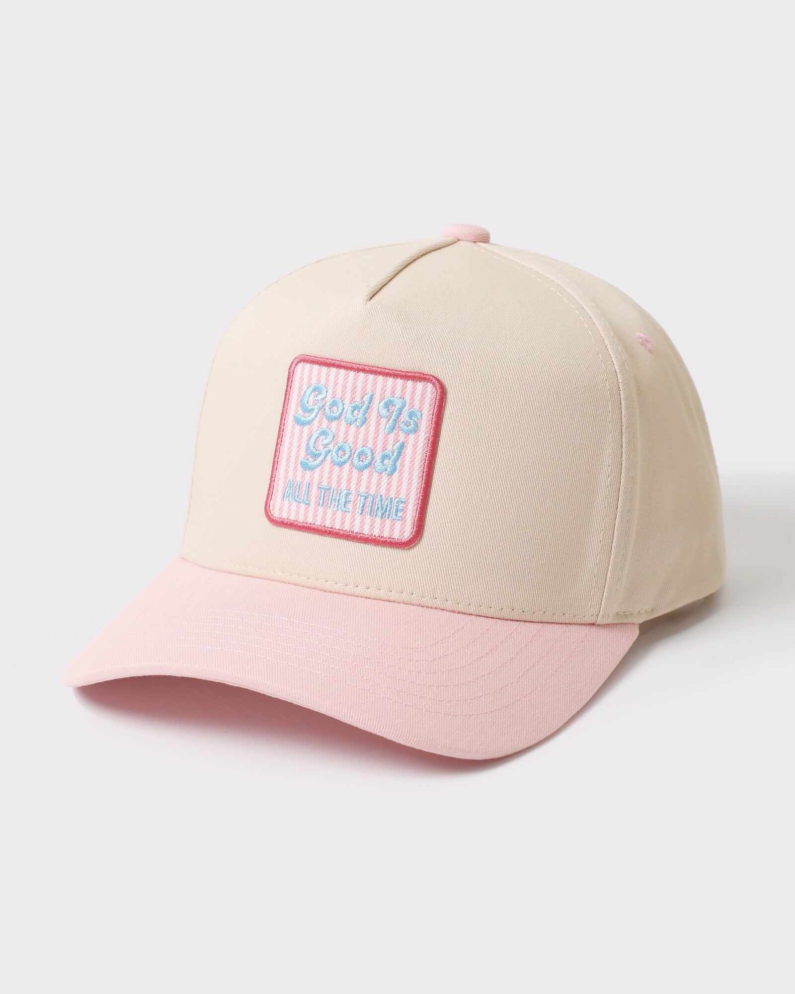 God Is Good All The Time Patch Two-Tone Trucker Hat - Monster Artwork
