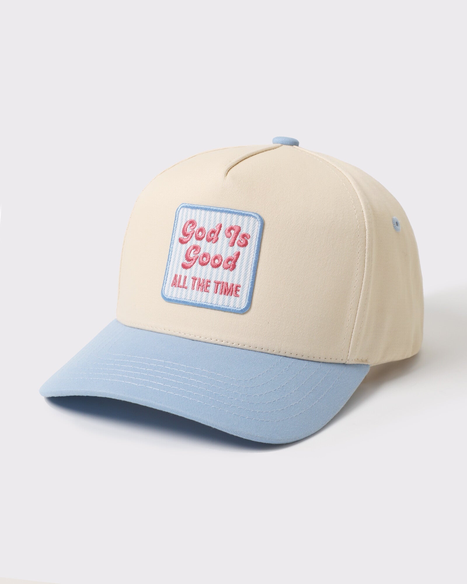God Is Good All The Time two-tone trucker Sky Blue