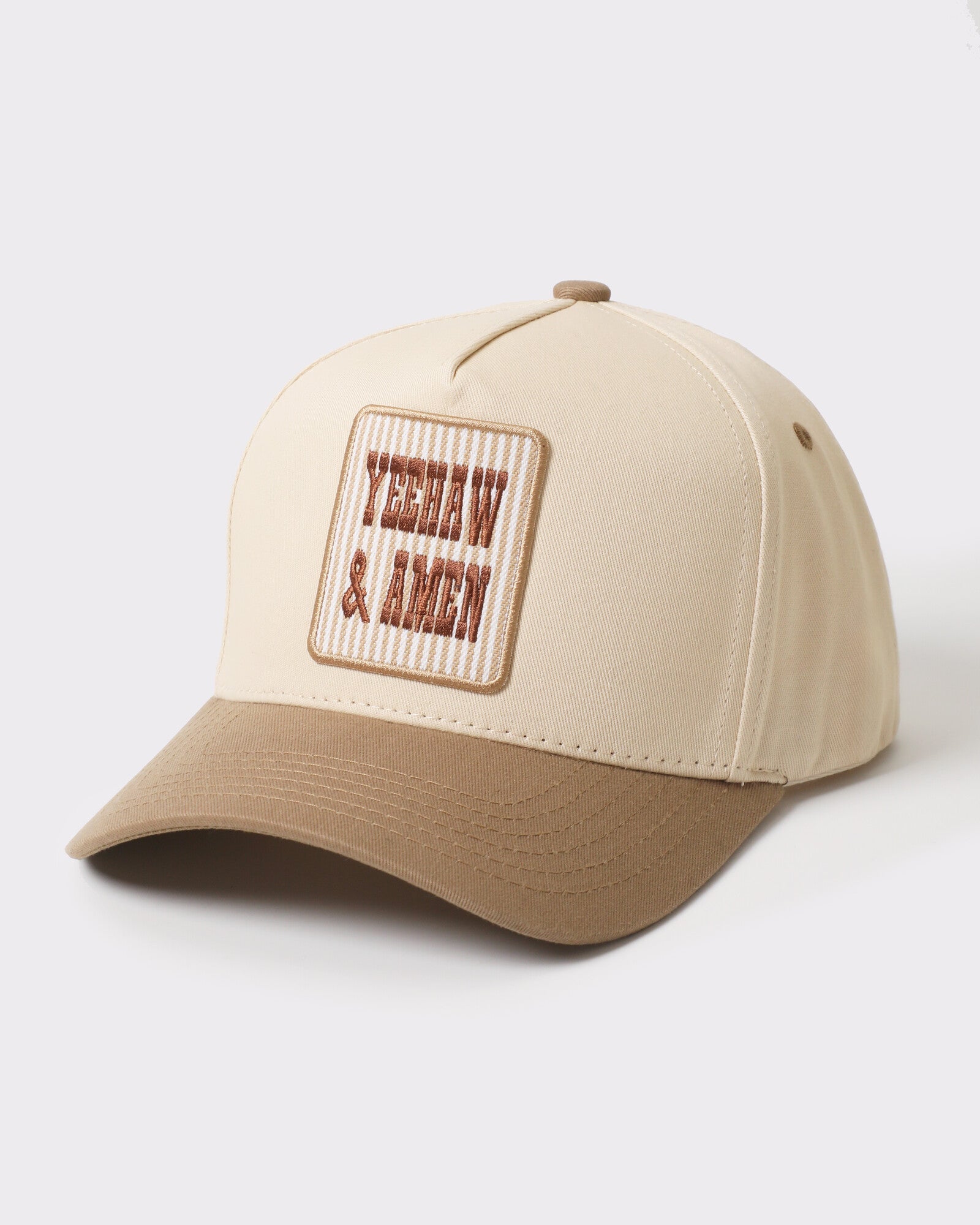 Yeehaw and Amen two-tone trucker Beige