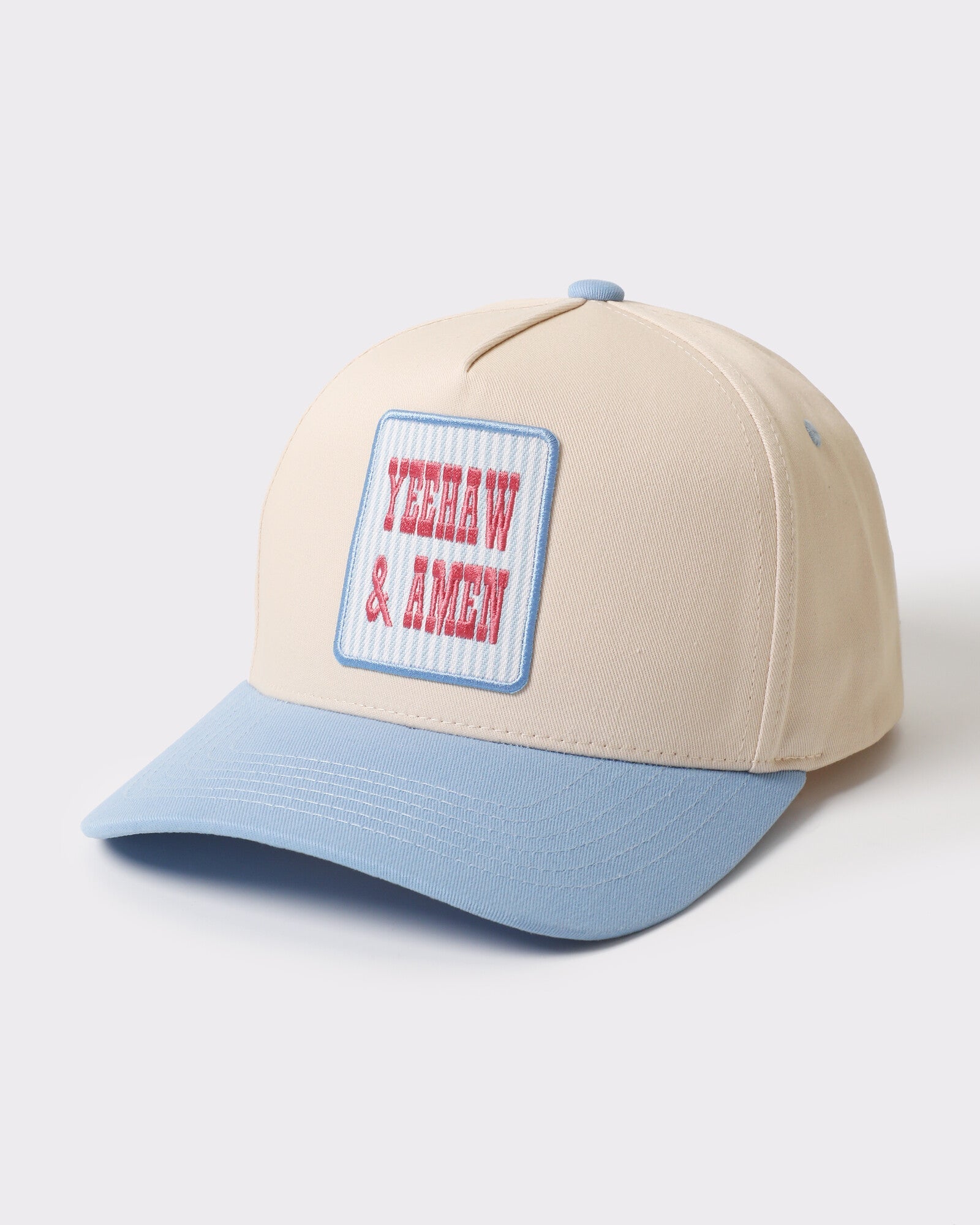 Yeehaw and Amen two-tone trucker Sky Blue