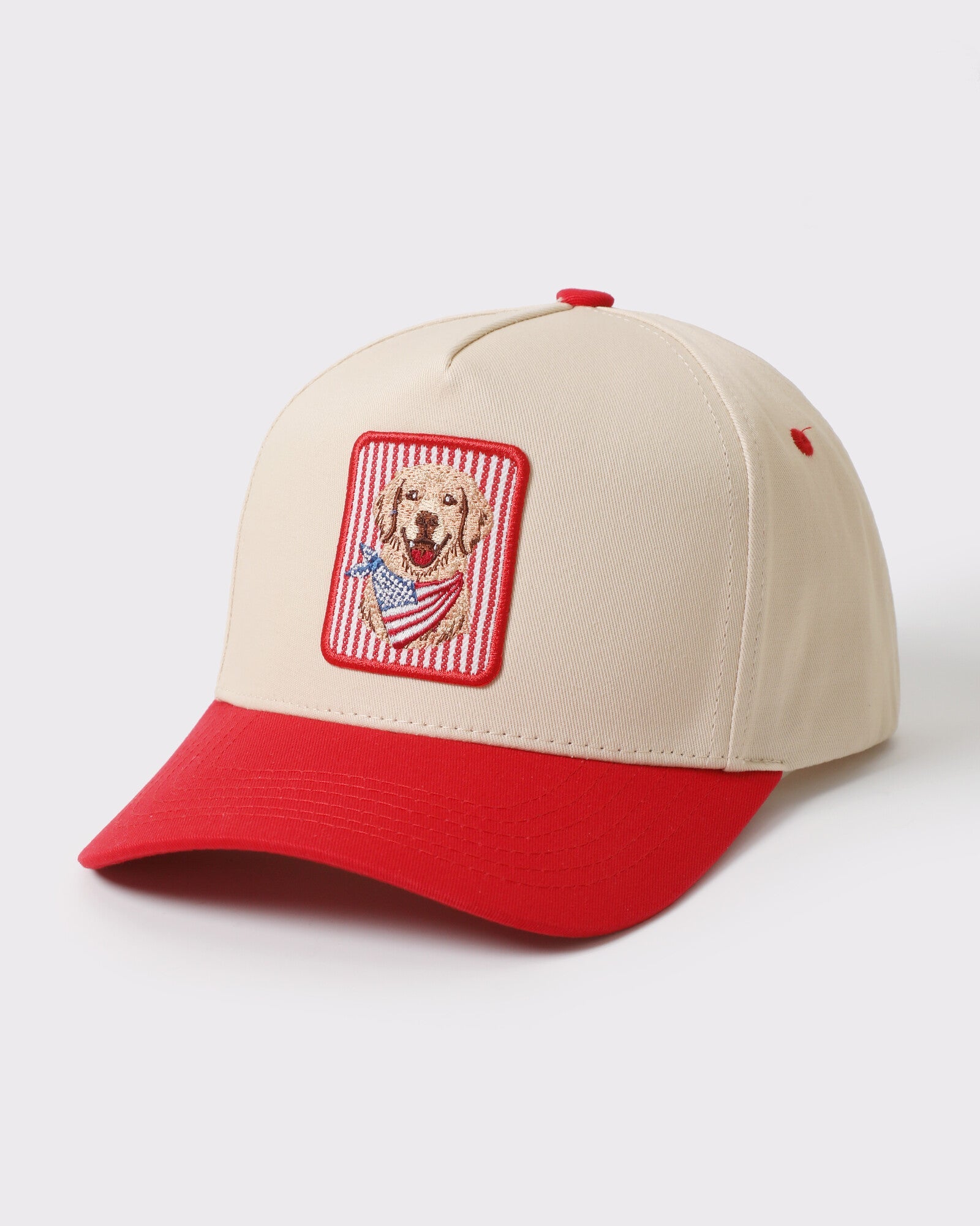 Patriotic Golden Retriever patch trucker Red
