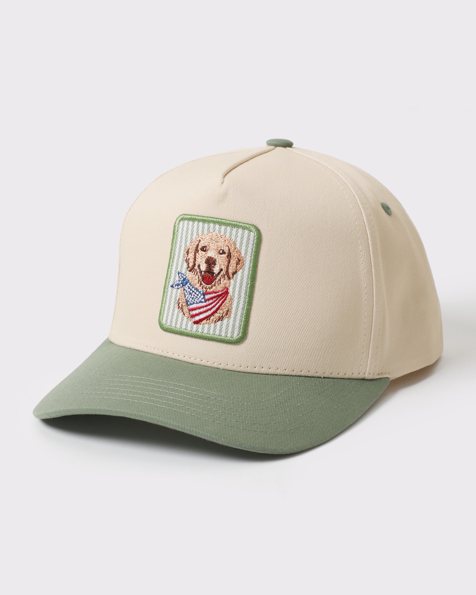 Patriotic Golden Retriever patch trucker Sage