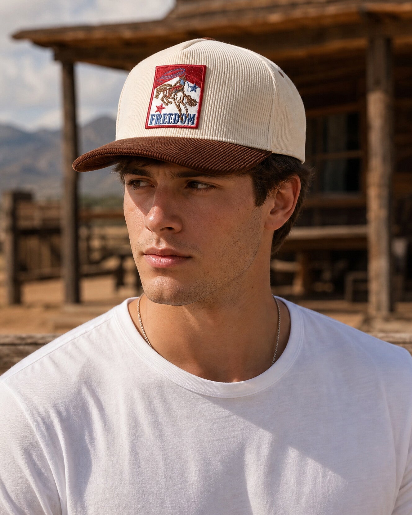 Freedom Rodeo Bronco Patch Corduroy Trucker Hat