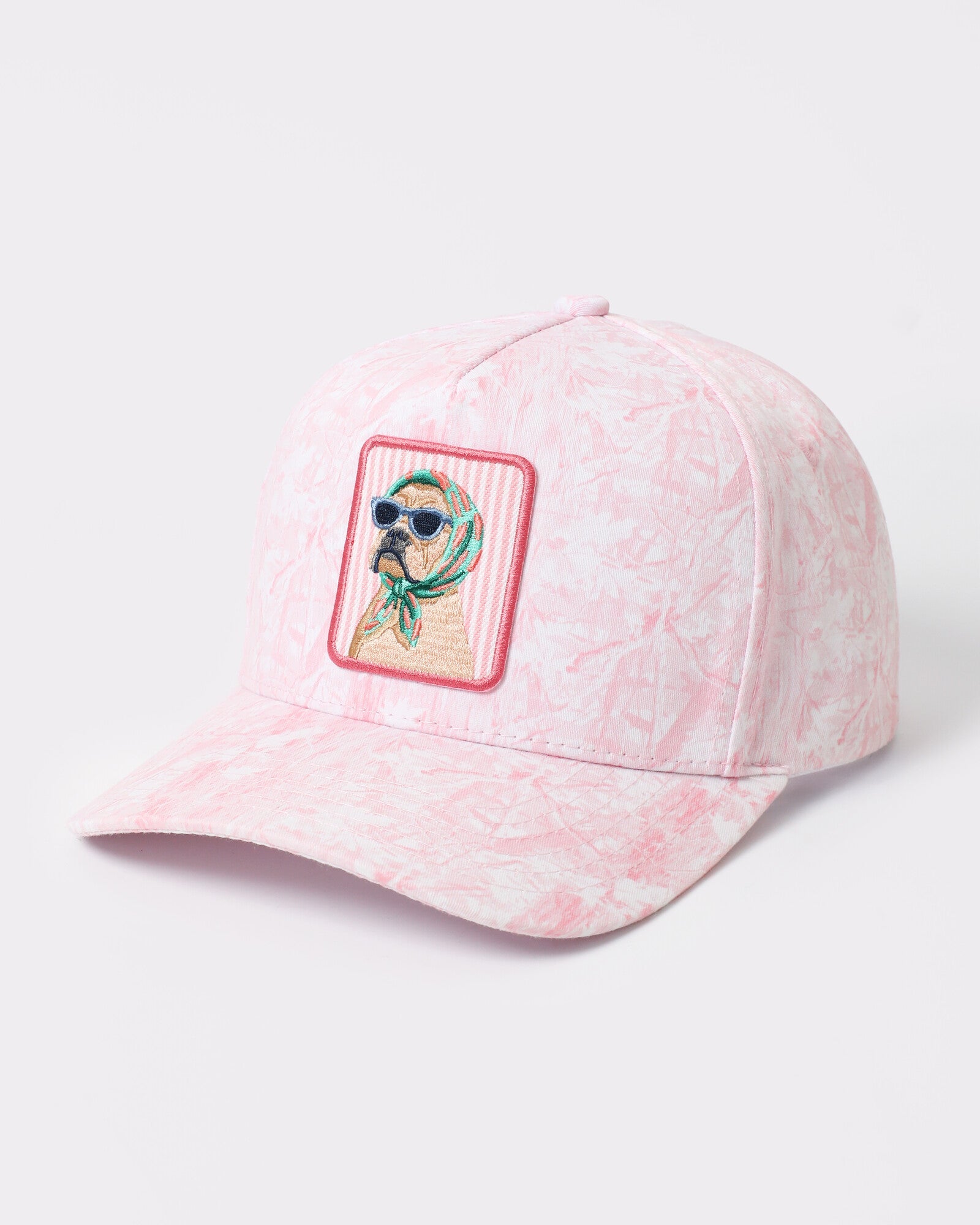 Cool Dog patch tie-dye trucker Pink Camo
