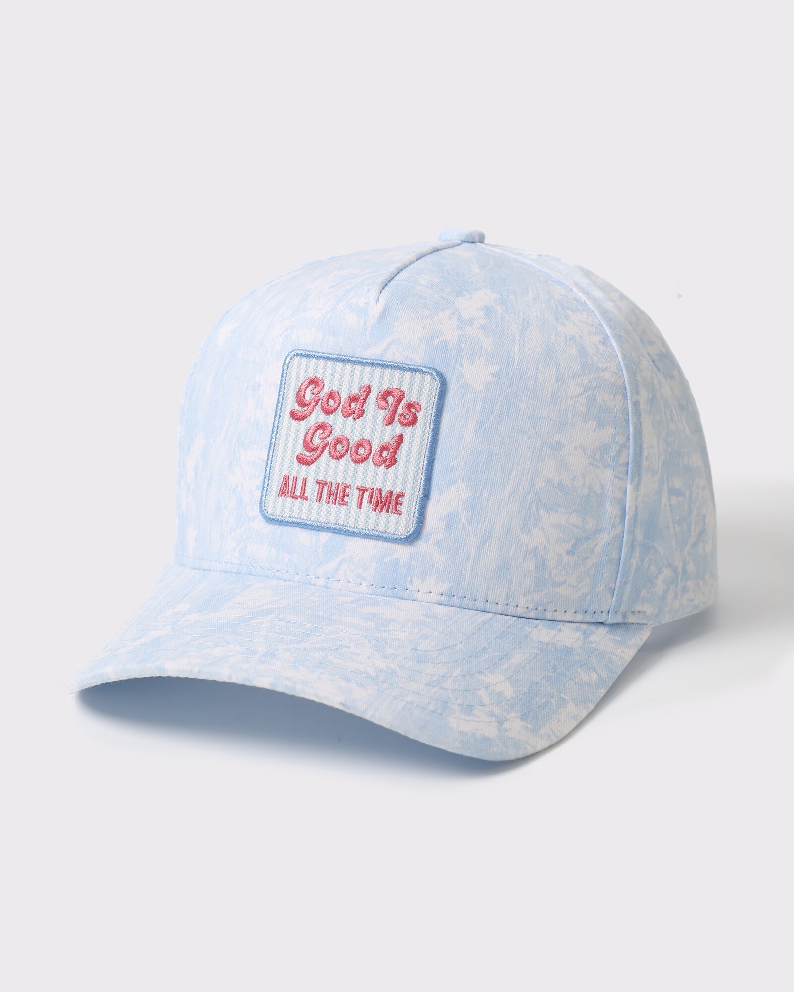 God Is Good All The Time Patch Tie-Dye Trucker Hat - Monster Artwork