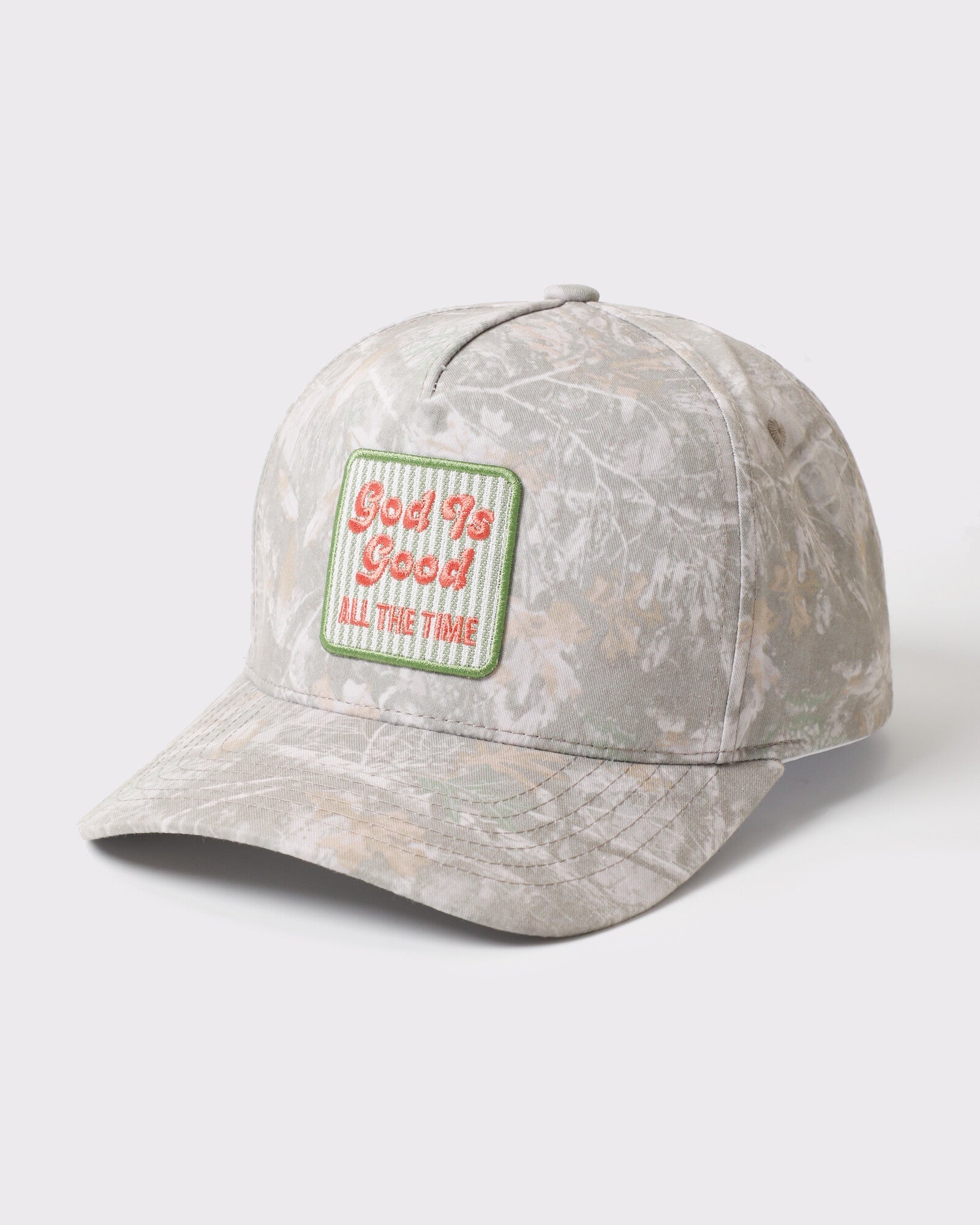 God Is Good All The Time tie-dye trucker Dark Camo