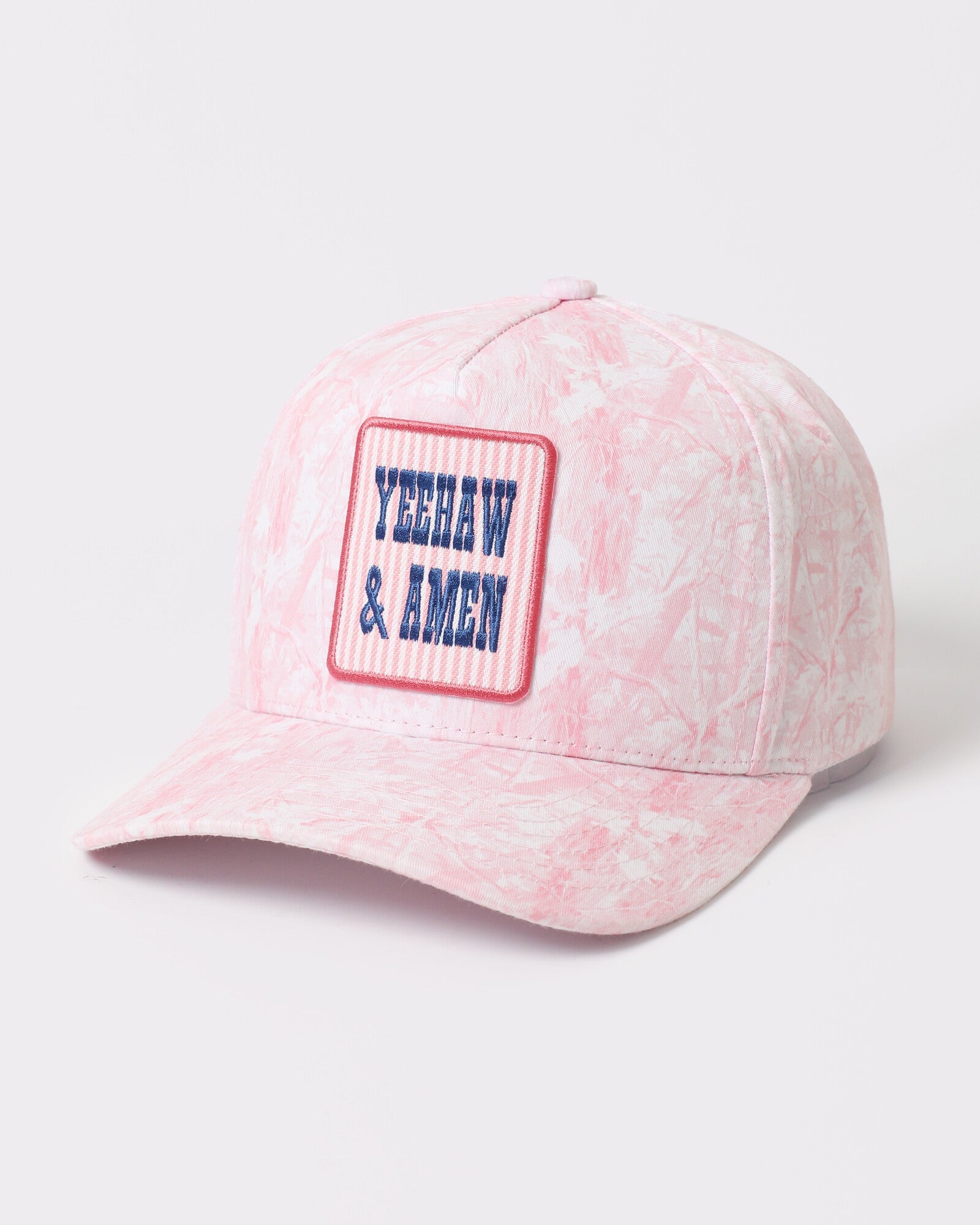 Yeehaw and Amen Patch Tie-Dye Trucker Hat - Monster Artwork