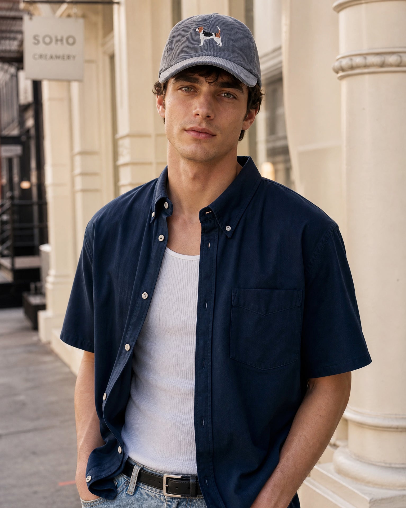 Beagle Embroidered Corduroy Dad Hat